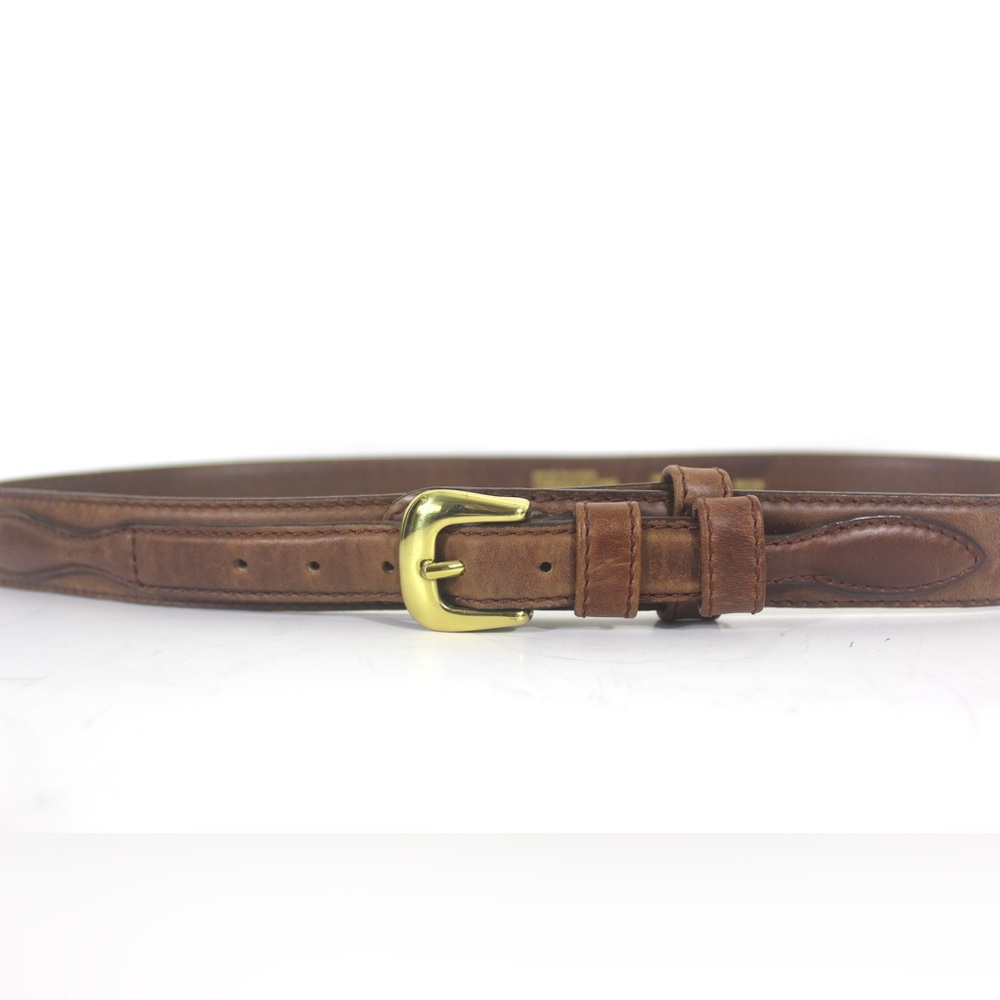 Sueded Tan Leather Belt with Brass Buckle